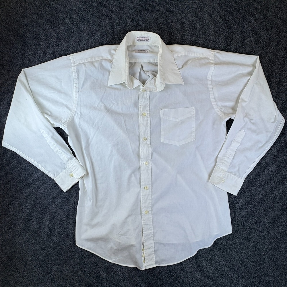 VTG Windridge Dress Shirt Men 16.5 34-35 White Single Needle Tailoring Button Up